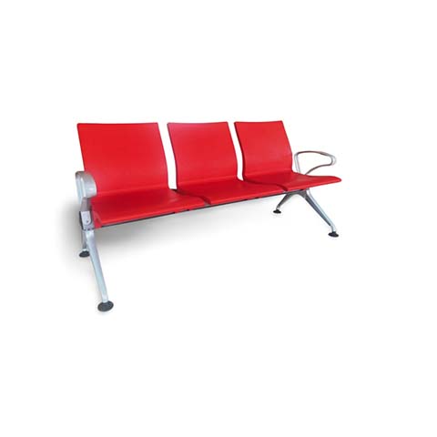 3-Seat Rigid Red Panel Beam Public Waiting Gang Chair