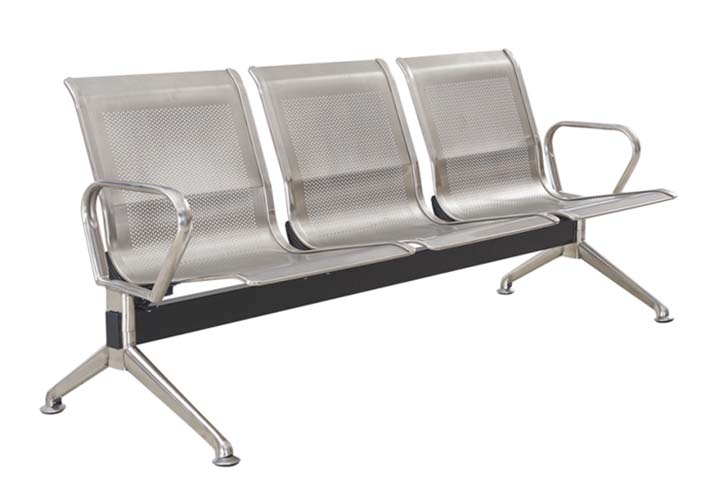 3-Seater Perforated Stainless Steel Beam-Mounted Airport Waiting Chair