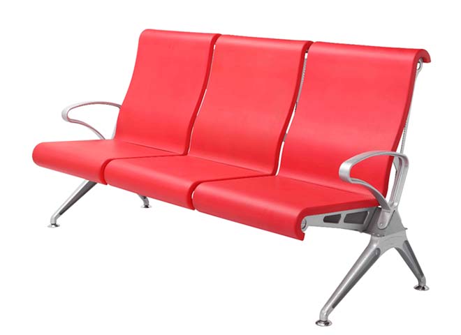 3-Seater Red PU Public Airport Beam Waiting Chair
