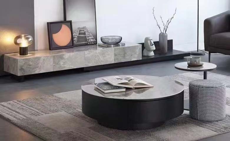 Modern Round Sintered Stone Top Coffee Table