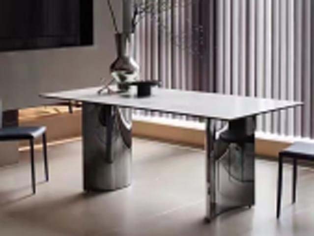Modern Rectangular Dining Table with Asymmetrical Support Base