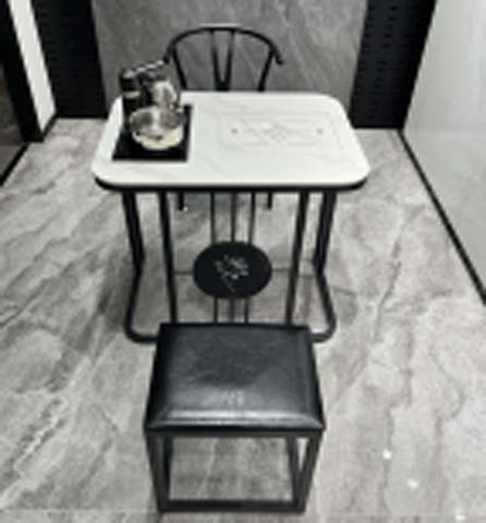 Compact 2-Person Balcony Tea Table with Integrated Recessed Tea Tray
