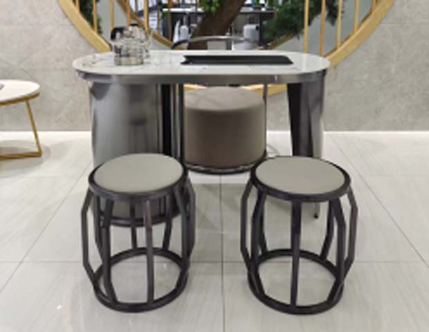 Modern Sintered Stone Kung Fu Tea Table Set with 3 Nesting Round Stools