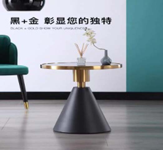 Modern Luxury Black and Gold Round Pedestal Side End Table