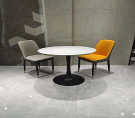 2-Seater Round Tulip Dining Table with White Top and Black Pedestal Base