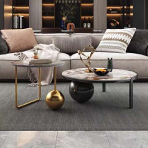 Modern Luxury Two-Tone Nesting Coffee Table Set with Sphere Metal Bases