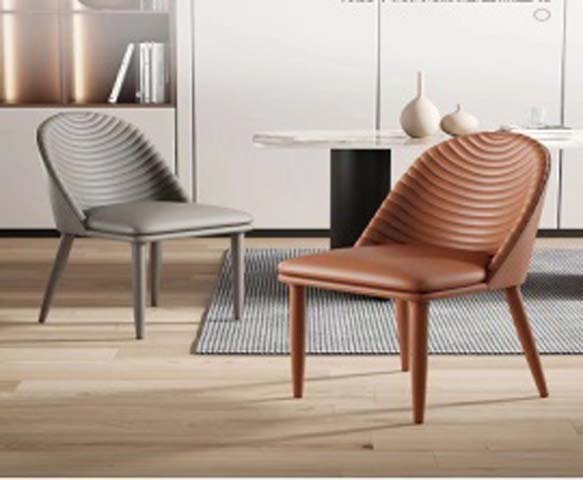 Armless Upholstered Curved Pleated Back Dining Chair