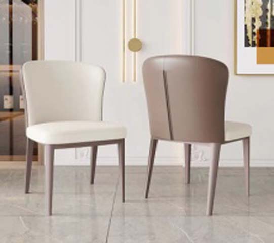 Modern Armless Upholstered Dining Chair with Tapered Bronze Metal Legs