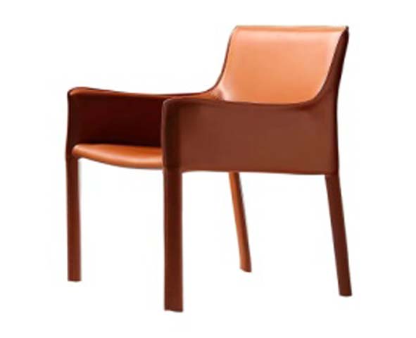 Cognac Two-Tone Wraparound Leather Dining Armchair