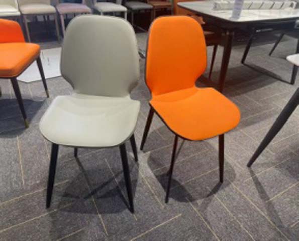 Armless Upholstered Dining Chair with Black Tapered Metal Legs