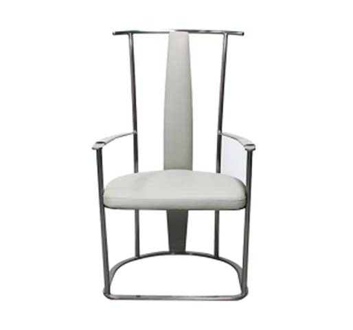 Modern Polished Chrome Cantilever T-Back Dining Armchair