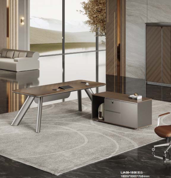 1800mm Walnut Veneer Executive Office Desk with Mobile Storage Pedestal