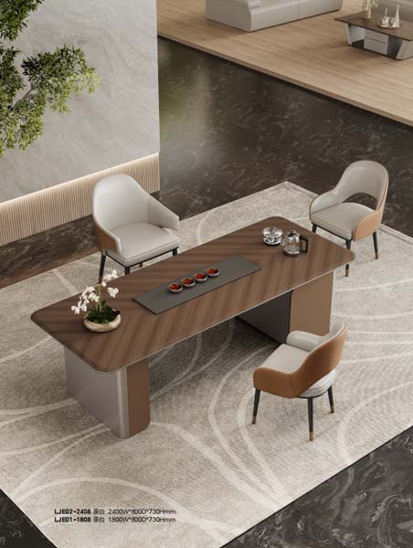 Modern Rectangular Tea Table with Matching Upholstered Armchairs