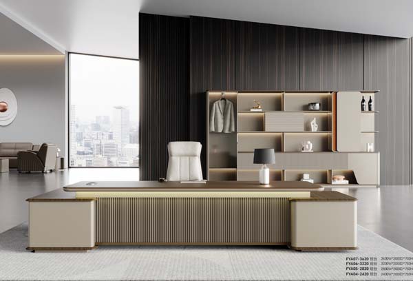 Two-Tone Fluted Dual-Pedestal Executive Office Desk