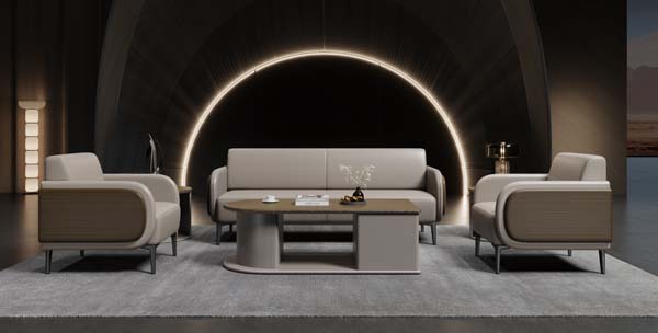 Modern Two-Tone Office Reception Seating Set with Coffee Table