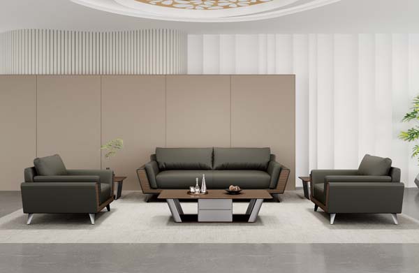 Modern Wood-Top Rectangular Coffee Table with Central Gray Drawer Storage and Angled Polished Silver Metal Legs