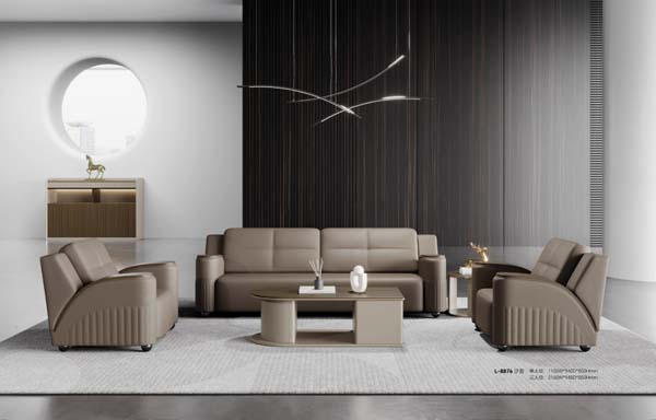 Taupe PU Leather 3+1+1 Executive Office Reception Lounge Seating Set with Matching Coffee Table