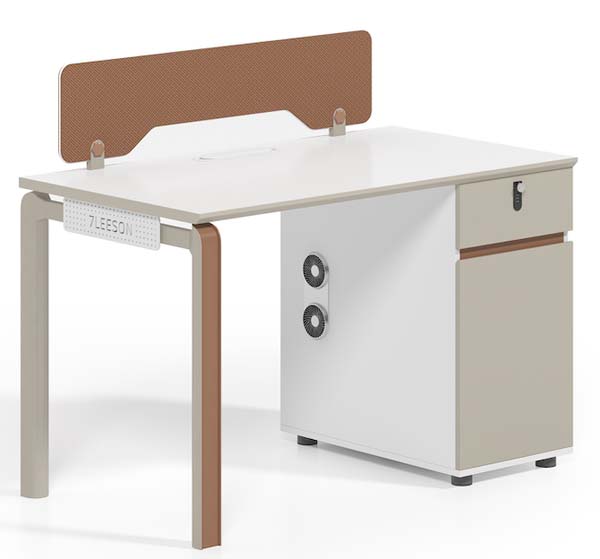 Single Seat Office Workstation Desk with Attached Storage Pedestal