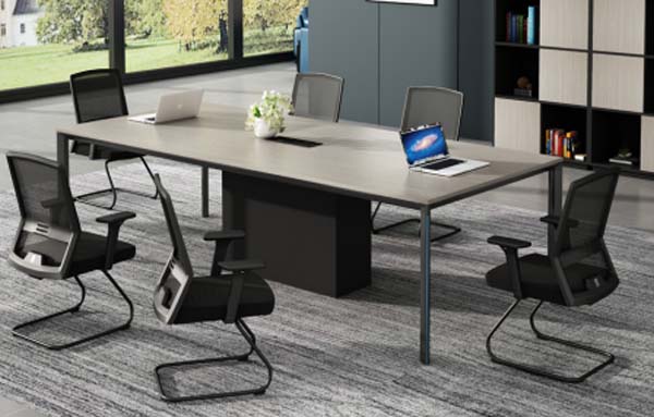 6-Person Rectangular Conference Table with Central Cable Management