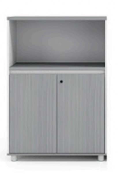 Light Gray Lockable Outdoor Storage Utility Cabinet with Upper Open Shelf