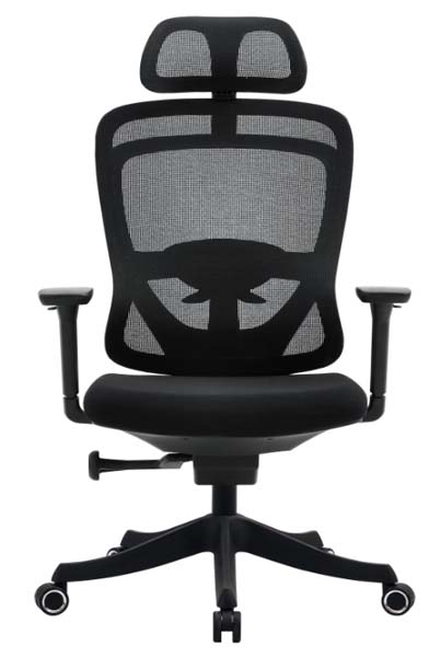 High-Back Black Ergonomic Mesh Office Chair with Adjustable Headrest