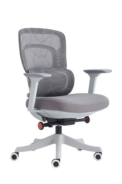 Mid-Back Grey Mesh Ergonomic Office Chair with Height-Adjustable T-Style Armrests