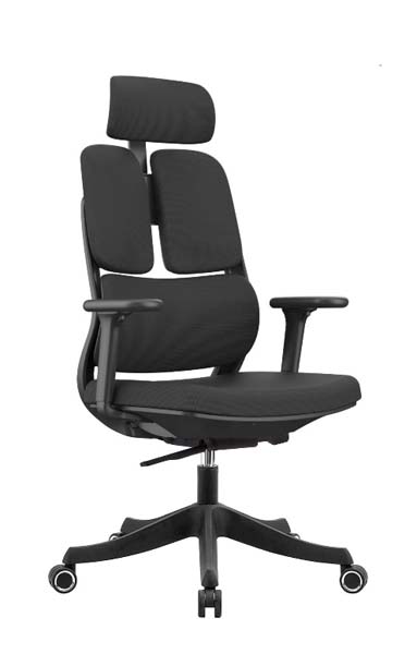 Black Split-Back Ergonomic Office Chair with Adjustable Headrest