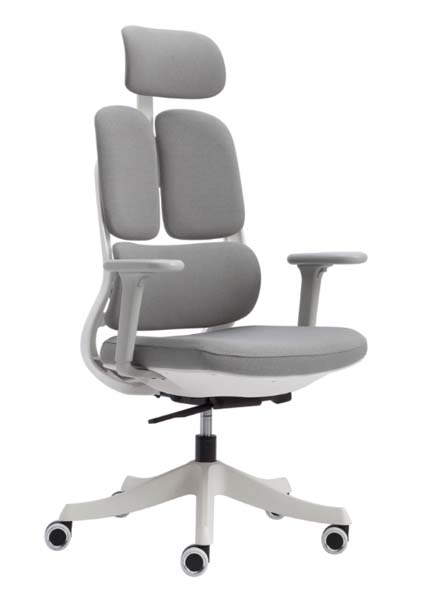 Light Grey Fabric Split-Back Ergonomic Office Chair with Headrest