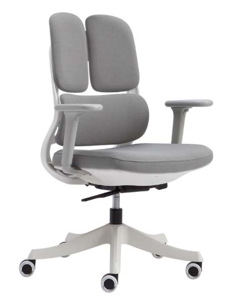 Light Gray Split-Back Ergonomic Office Chair with Fixed Armrests