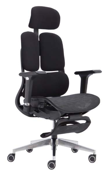 Ergonomic Mesh Office Chair with Dual Split Back, Headrest and Retractable Footrest