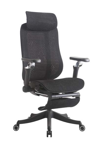 High-Back Mesh Ergonomic Office Chair with Retractable Footrest and Adjustable Headrest