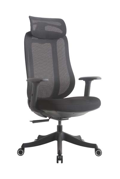 High-Back Black Mesh Ergonomic Office Task Chair with Adjustable Headrest