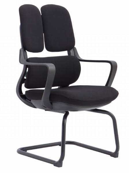 Black Fabric Split-Back Cantilever Office Conference Chair