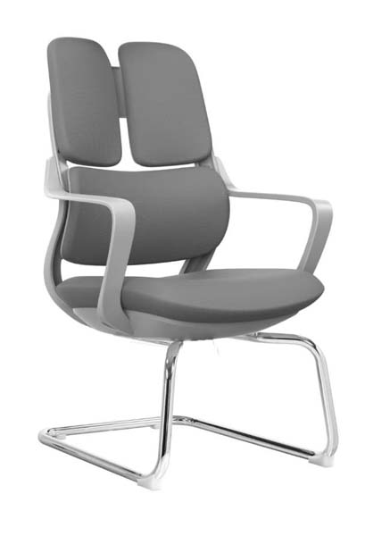 Grey Upholstered Split-Back Cantilever Conference Guest Chair