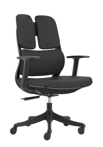 Black Split Dual-Pad Back Ergonomic Office Task Chair with Fixed Armrests