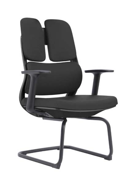 Black Upholstered Split-Back Cantilever Conference Visitor Chair