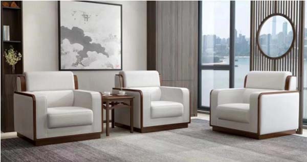 New Chinese Style Solid Wood Framed Upholstered Reception Lounge Armchair Set with Side Table