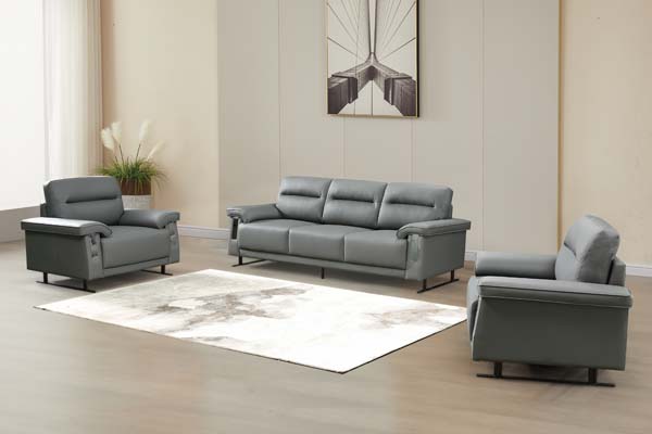 3-Piece Gray Manual Recliner Sofa Set