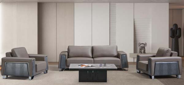 Taupe Grey PU Leather 3+1+1 Executive Office Reception Sofa Set with Matching Coffee Table