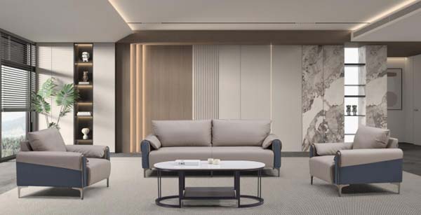 4-Piece Two-Tone Living Room Seating Set with Oval Coffee Table