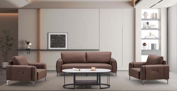 Modern Brown Upholstered 3-Piece Living Room Sofa Set