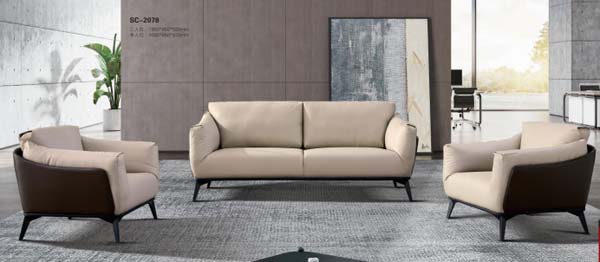 Two-Tone Cream Dark Brown 3+1+1 Commercial Office Reception Seating Set