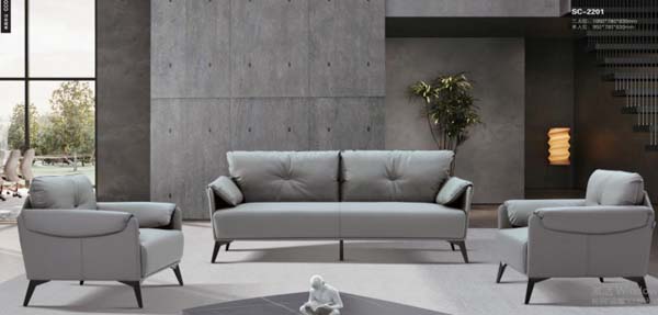 3-Piece Light Gray Faux Leather Living Room Sofa Set