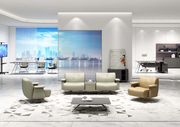 U-Shaped Modular Office Reception Lounge Seating Set with Coffee Tables