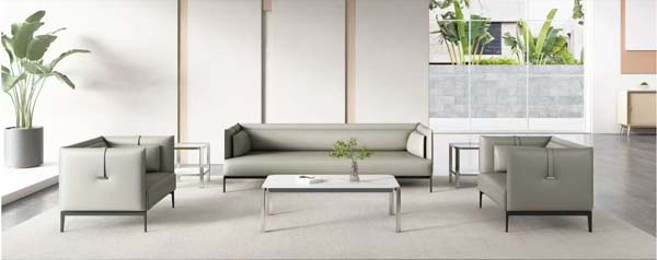 Modern Light Gray Commercial Office Reception Sofa Set (3+1+1 Seating Group with Matching Tables)