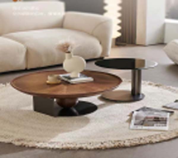 2-Piece Mixed Material Nesting Coffee Table Set