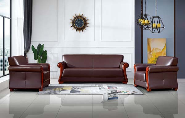 3-Piece Dark Brown Leather Executive Office Reception Sofa Set