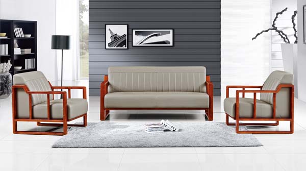3+1+1 Configuration Solid Wood Frame Upholstered Office Reception Sofa Set