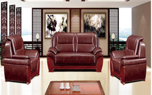 1+1+2 Configuration Burgundy Leather Executive Office Reception Sofa Set