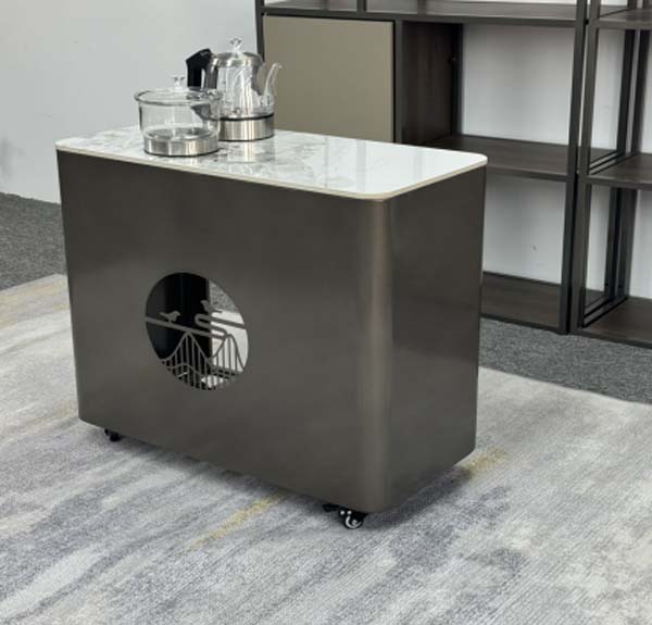 Mobile Sintered Stone Top Integrated Tea Serving Cart